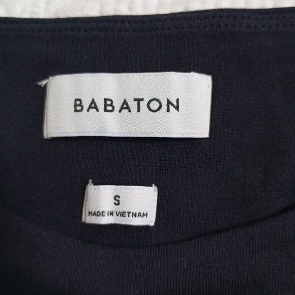 Babaton Shirt Women's Sz S Black Contour Baby Tee Cropped Top Crew Smooth Tight - Picture 2 of 8